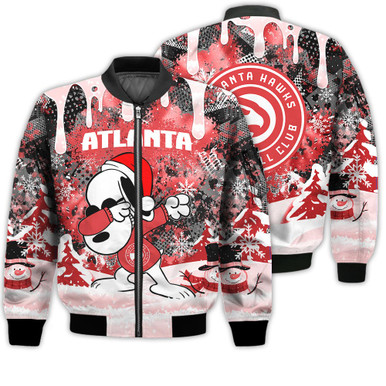 Atlanta Hawks Snoopy Dabbing The Peanuts Sports Football American Christmas Dripping Matching Gifts Unisex 3D Bomber Jacket
