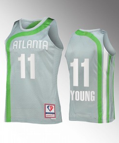 Atlanta Hawks Trae Young 11 Hardwood Classics Sliver 75th Jersey