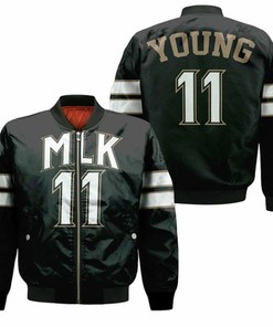Atlanta Hawks Trae Young 11 Mlk Nba Black Jersey Inspired Style Bomber Jacket Model 436
