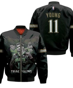 Atlanta Hawks Trae Young 11 NBA Legendary Captain 2020 Black Gift For Hawks Fans Bomber Jacket
