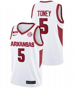 Au'Diese Toney 5 White Arkansas Razorbacks 2022 SEC College Basketball Jersey