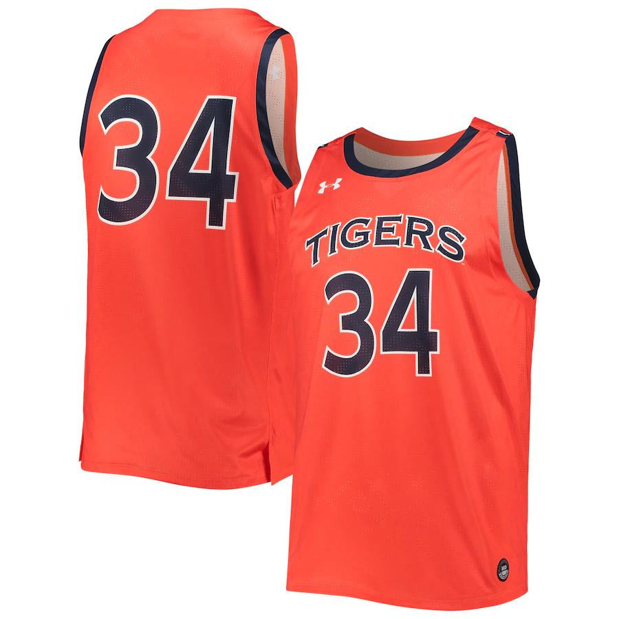 Auburn Tigers 34 Alternate Basketball Men Jersey - Orange