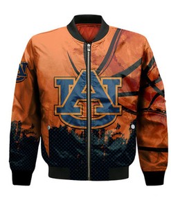 Auburn Tigers Bomber Jacket Basketball Net Grunge Pattern- NCAA