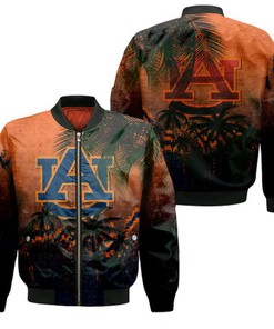 Auburn Tigers Bomber Jacket Coconut Tree Tropical Grunge - NCAA