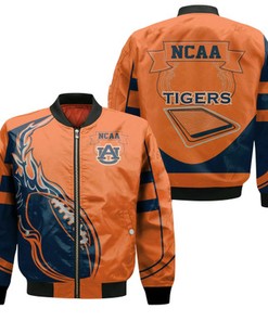 Auburn Tigers Bomber Jacket  - Fire Football - NCAA