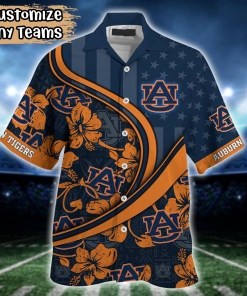 Auburn Tigers NCAA US Flag Flower Hawaii Shirt For Fans