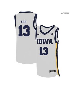 Austin Ash 13 Iowa Hawkeyes Elite Basketball Youth Jersey - White