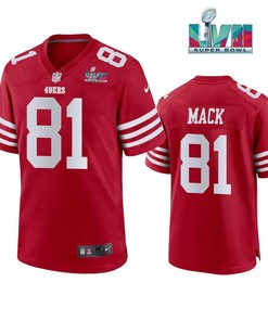 Austin Mack 81 San Francisco 49Ers Super Bowl LVII Men Game Jersey- Scarlet