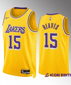 Austin Reaves 15 2022-23 Los Angeles Lakers Gold Icon Edition Jersey Swingman
