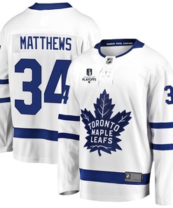 Auston Matthews 34 Toronto Maple Leafs Stanley Cup 2023 Playoffs Patch Away Breakaway Men Jersey - White