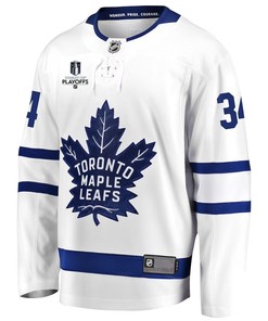 Auston Matthews 34 Toronto Maple Leafs Stanley Cup 2023 Playoffs Patch Away Breakaway Men Jersey - White
