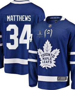 Auston Matthews 34 Toronto Maple Leafs Stanley Cup 2023 Playoffs Patch Home Breakaway Men Jersey - Blue