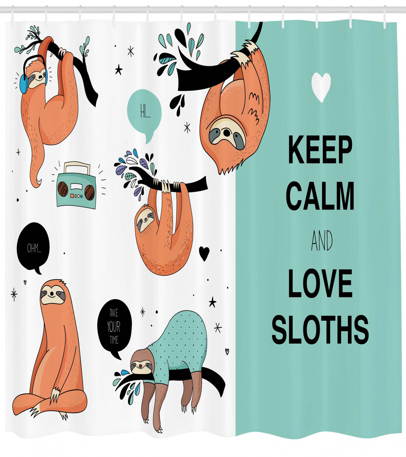 Australian Sloth Tribe Animal Print Shower Curtain for Bathroom