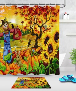 Autumn Forest Deers Farmhouse Barn Tractors Waterproof Fabric Shower Curtain - Bring Nature into Your Bathroom