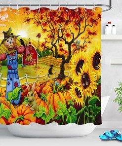 Autumn Forest Deers Farmhouse Barn Tractors Waterproof Fabric Shower Curtain - Bring Nature into Your Bathroom