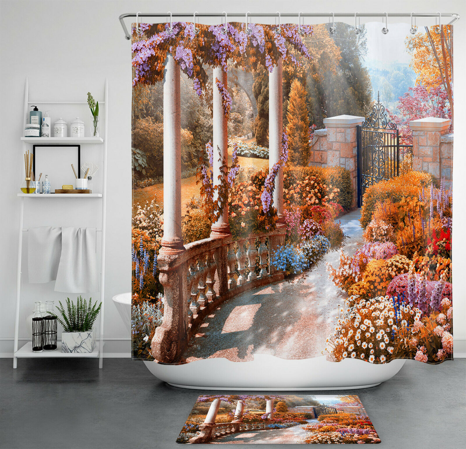 Autumn Forest Jungle Trees Road Scenic Fabric Shower Curtain Bath Decor - Perfect for a Nature Lover