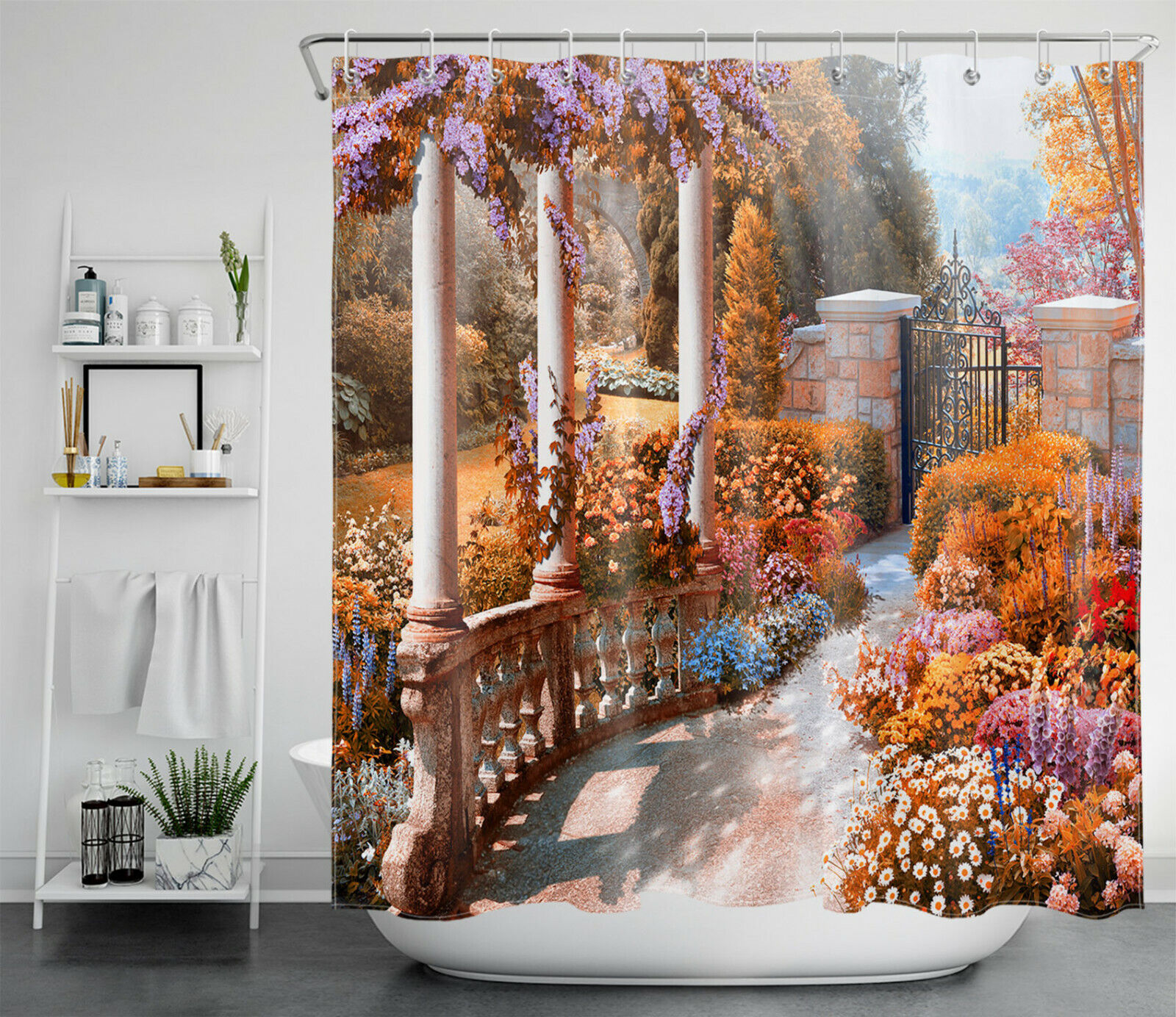 Autumn Forest Jungle Trees Road Scenic Fabric Shower Curtain Bath Decor - Perfect for a Nature Lover