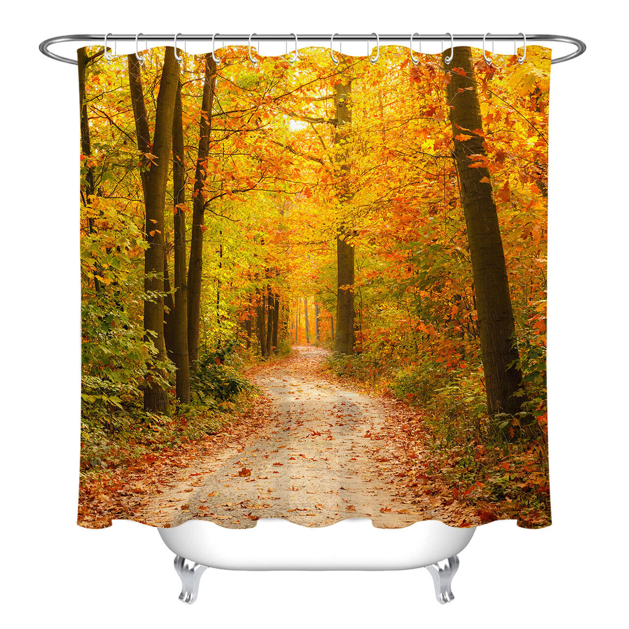 Autumn Forest Mushroom Printed Bathroom Shower Curtain Fabric Liner Home Decoration