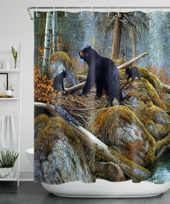Autumn Forest Scenery Stream Waterfall Shower Curtain Bathroom Accessory - A Perfect Nature-Inspired Addition to Your Bathroom