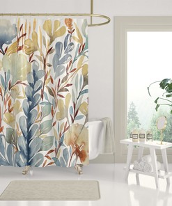 Autumn Garden Pumpkin Maple Colorful Flower Waterproof Fabric Shower Curtain - Bring the Colors of Fall into Your Bathroom