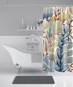Autumn Garden Pumpkin Maple Colorful Flower Waterproof Fabric Shower Curtain - Bring the Colors of Fall into Your Bathroom