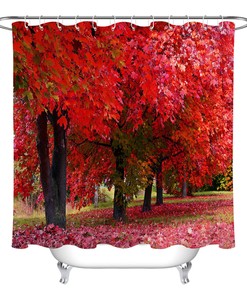 Autumn Maple Funny Gnome Shower Curtain Pumpkin Sunflower Bathroom Accessory Set - for a Whimsical and Fun Bathroom Decor