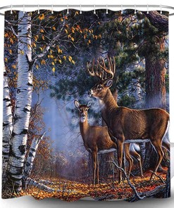 Autumn Pumpkin Maple Leaves Black Cats Waterproof Fabric Shower Curtain - Perfect for Halloween-Inspired Bathroom Decor