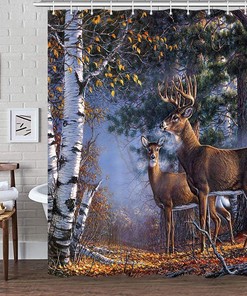 Autumn Pumpkin Maple Leaves Black Cats Waterproof Fabric Shower Curtain - Perfect for Halloween-Inspired Bathroom Decor