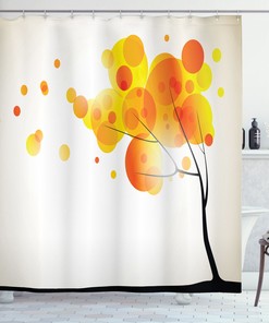Autumn Sun and Trees Print Abstract Shower Curtain for Fall Bathroom Decor