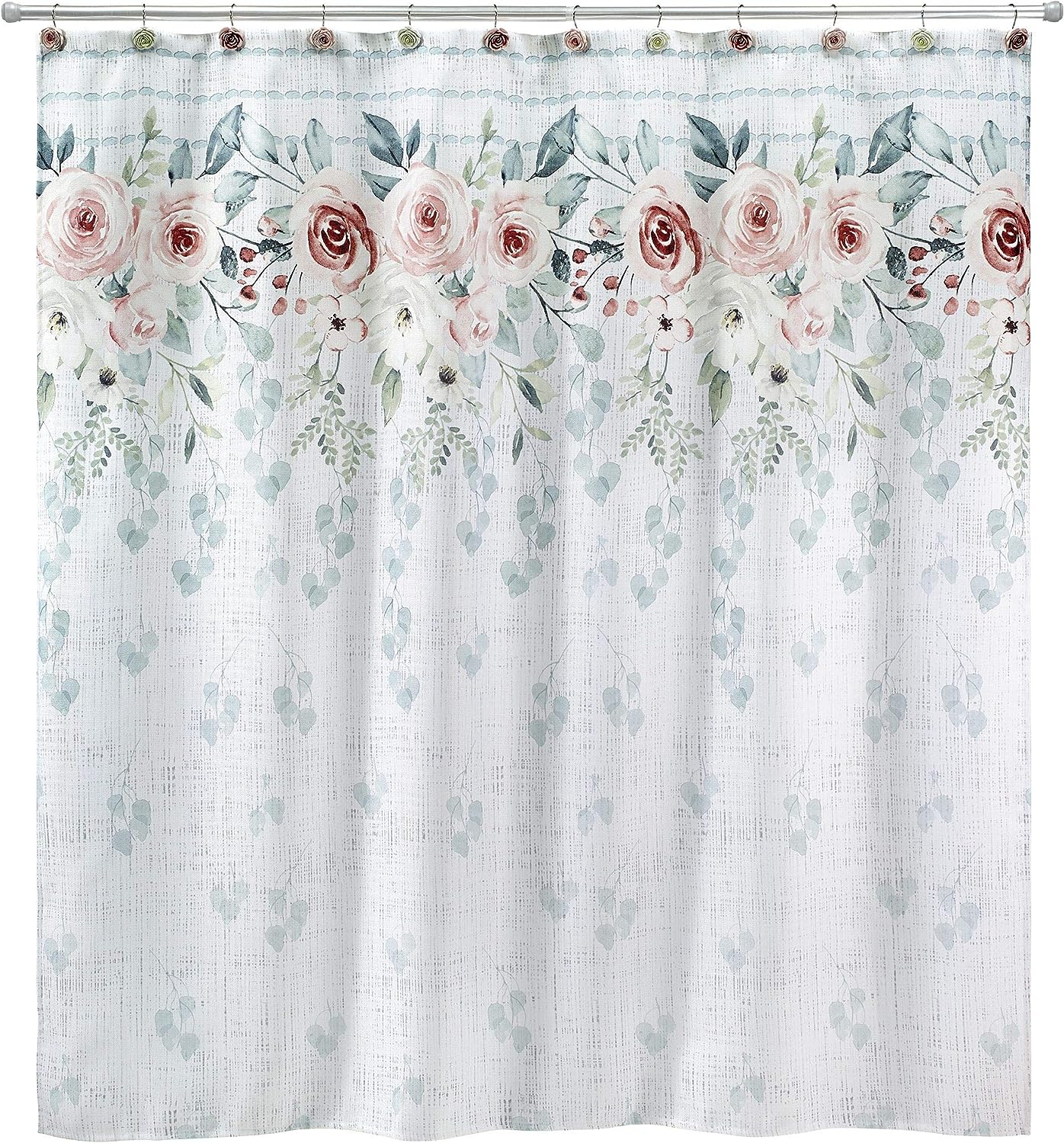Avanti Farmhouse Shell Fabric Shower Curtain for a Beach-Themed Bathroom