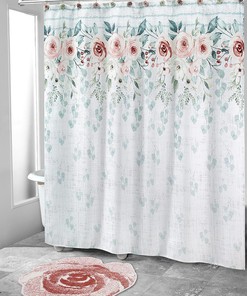 Avanti Farmhouse Shell Fabric Shower Curtain for a Beach-Themed Bathroom