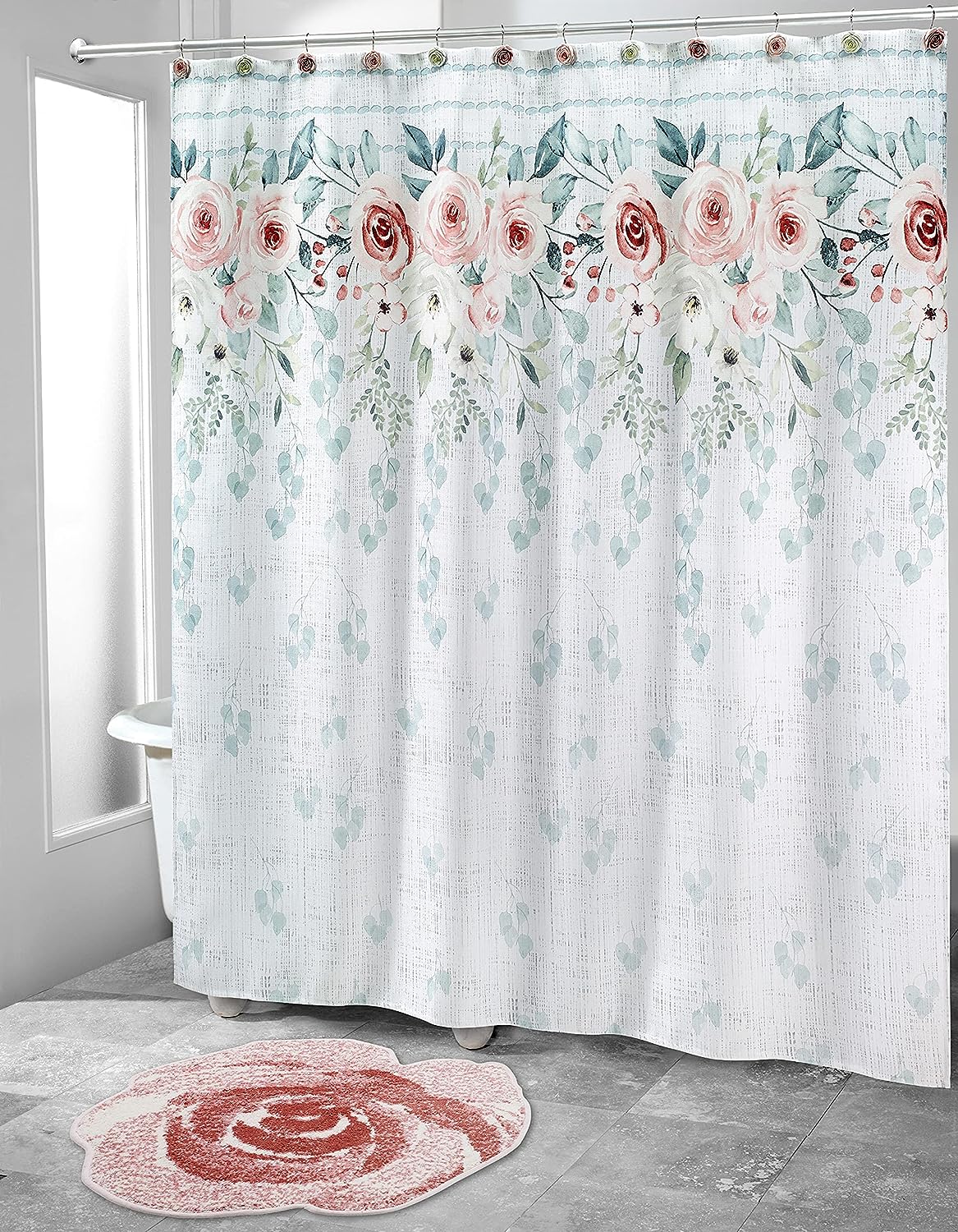 Avanti Farmhouse Shell Fabric Shower Curtain for a Beach-Themed Bathroom