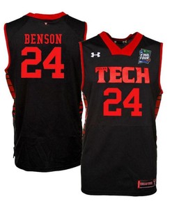 Avery Benson 24 Texas Tech Red Raiders Basketball Jersey Black