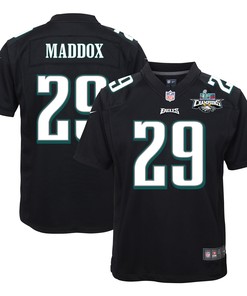 Avonte Maddox 29 Philadelphia Eagles Super Bowl LVII Champions 2 Stars Youth Game Jersey - Black