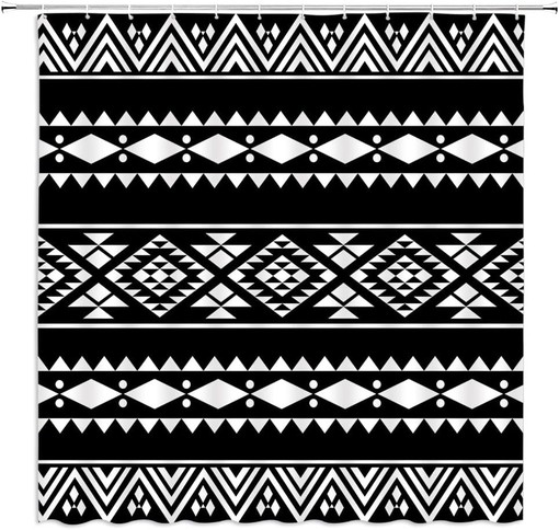Aztec Boho Shower Curtain - Tribal Bathroom Decor