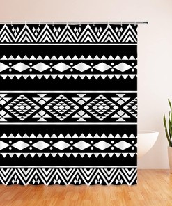 Aztec Boho Shower Curtain - Tribal Bathroom Decor