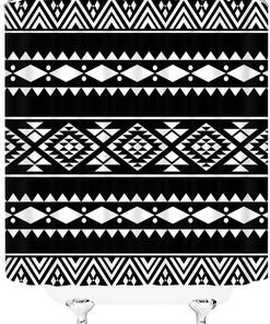 Aztec Boho Shower Curtain - Tribal Bathroom Decor