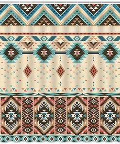 Aztec Geometric Vintage Shower Curtain - Southwestern Ethnic Bathroom Decor