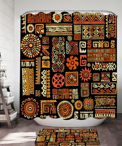 Aztec Native American Symbols Shower Curtain, Southwestern Bathroom Decor