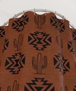 Aztec Shower Curtain - Rustic Grunge Cactus Pattern for Southwestern Bathroom Decor