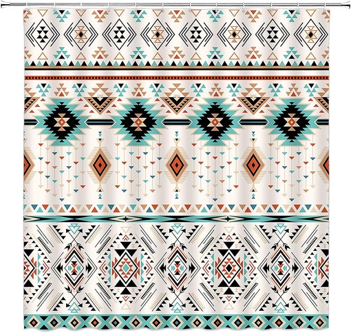 Aztec Shower Curtain - Southwestern Native Tribal Bathroom Decor