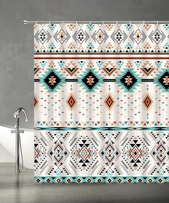 Aztec Shower Curtain - Southwestern Native Tribal Bathroom Decor