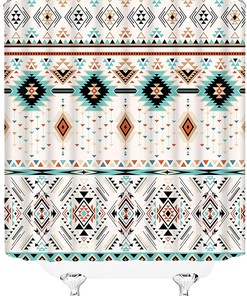 Aztec Shower Curtain - Southwestern Native Tribal Bathroom Decor