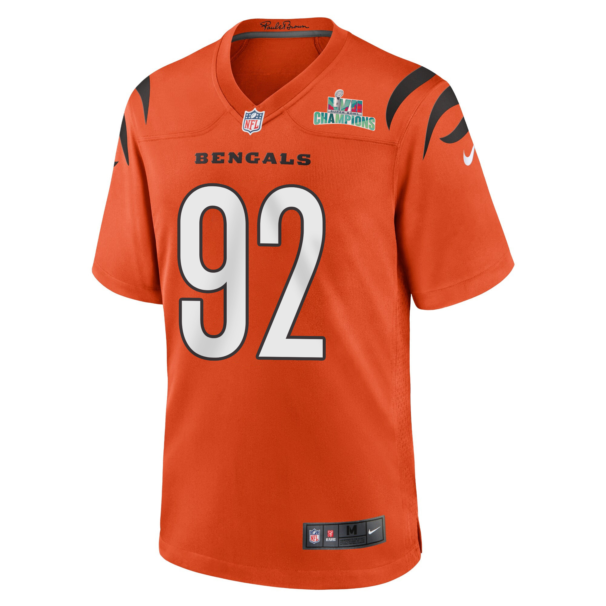 B.J. Hill 92 Cincinnati Bengals Super Bowl LVII Champions Men Alternate Game Jersey - Orange