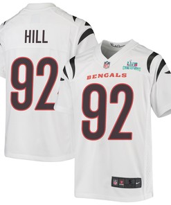 B.J. Hill 92 Cincinnati Bengals Super Bowl LVII Champions Youth Game Jersey - White