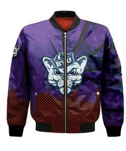 BYU Cougars Bomber Jacket Basketball Net Grunge Pattern- NCAA
