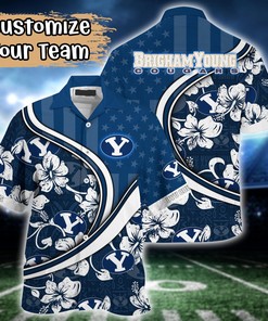 BYU Cougars NCAA US Flag Flower Hawaii Shirt For Fans