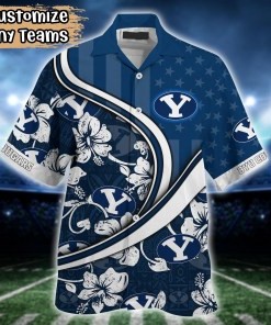 BYU Cougars NCAA US Flag Flower Hawaii Shirt For Fans