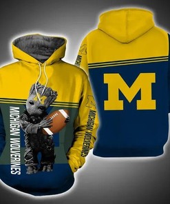Baby Groot Hug Ball Michigan Wolverines 3D Hoodie NCAA Gifts