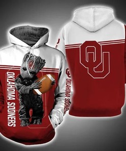 Baby Groot Hug Ball Oklahoma Sooners 3D Hoodie NCAA Basketball Gifts